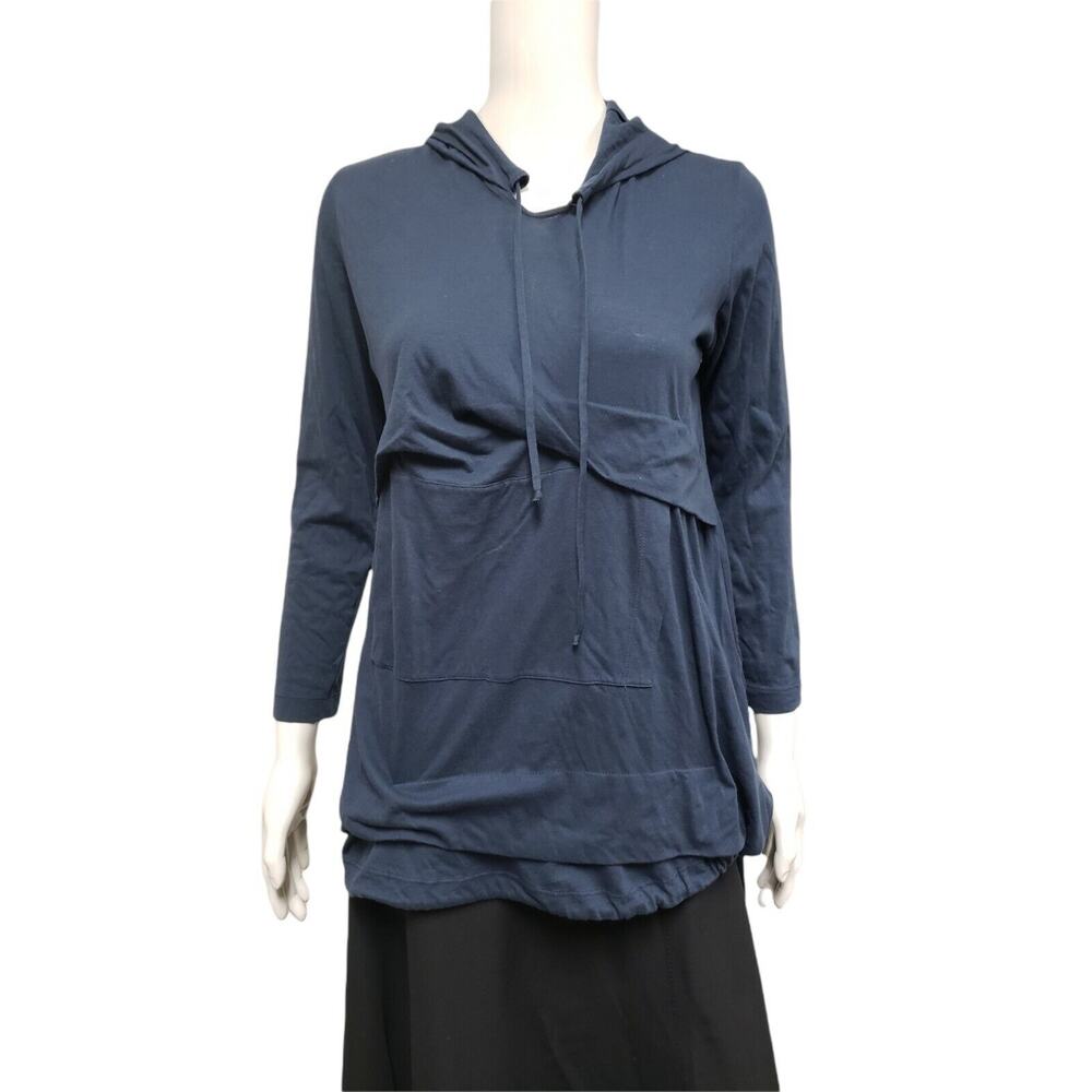 MORGANE LE FAY Womens Blue Cotton Hoodie Sweater Top Long Sleeves Size XS